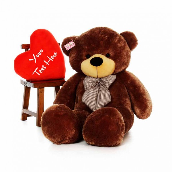 Huge 6 Feet Brown Bow Teddy Bear Soft Toy with Personalized Heart